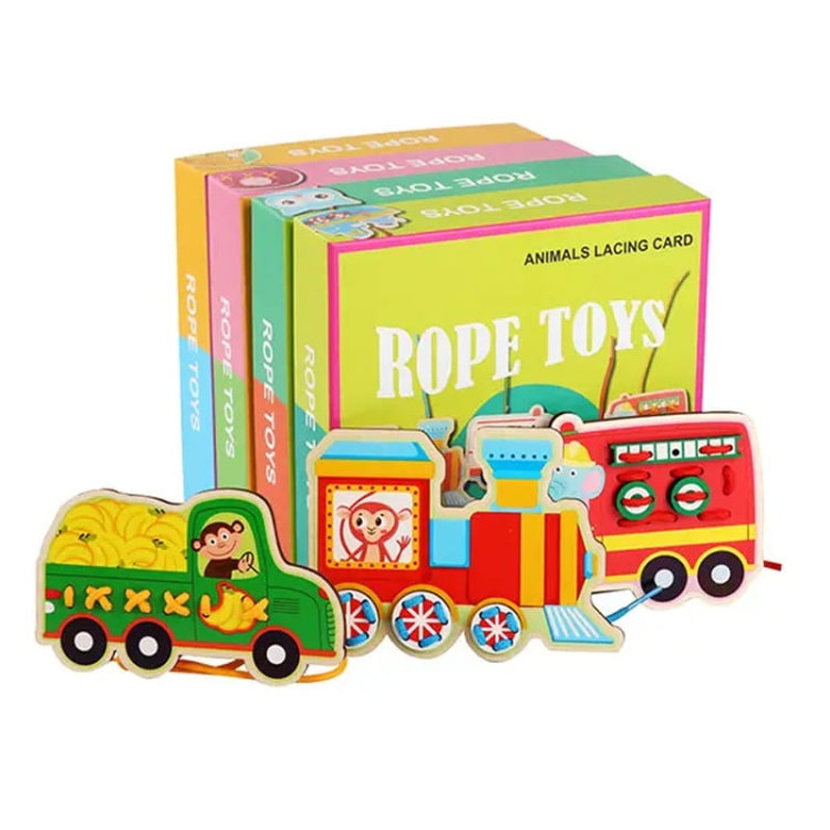 Puzzle drewniane Montessori - Rope toy