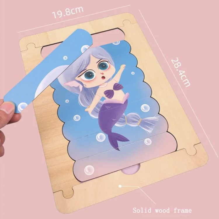 Puzzle drewniane Montessori - Lodowe patyczki