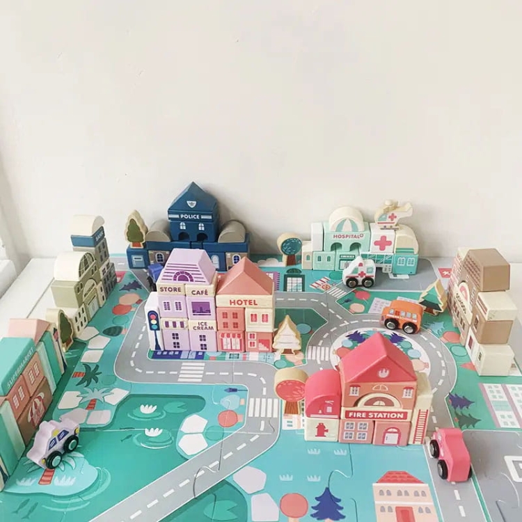 Klocki drewniane - Miasto 115 elementów