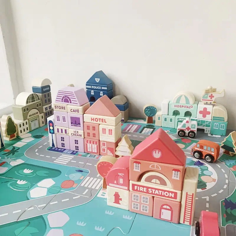 Klocki drewniane - Miasto 115 elementów