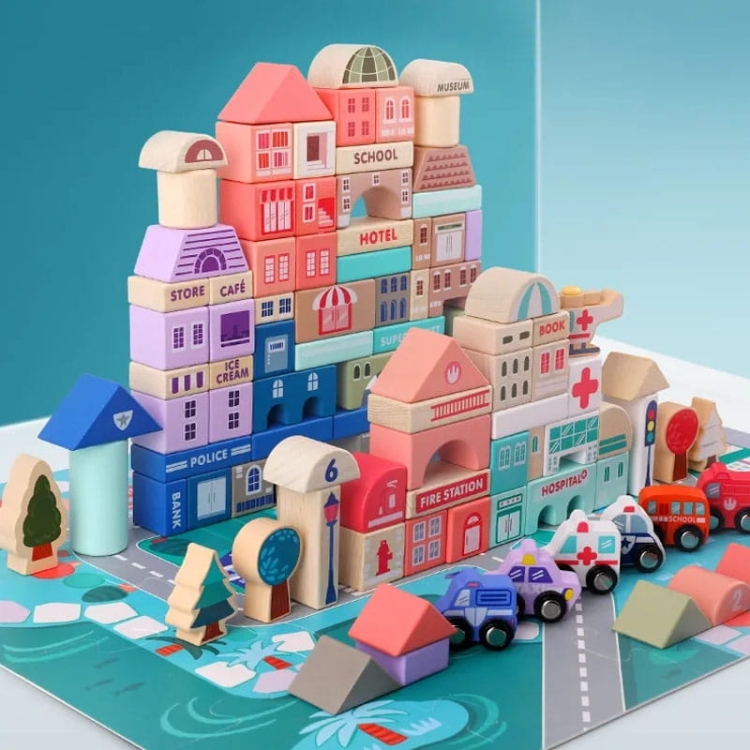 Klocki drewniane - Miasto 115 elementów