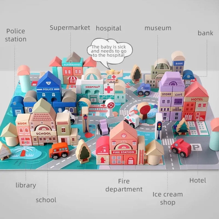 Klocki drewniane - Miasto 115 elementów