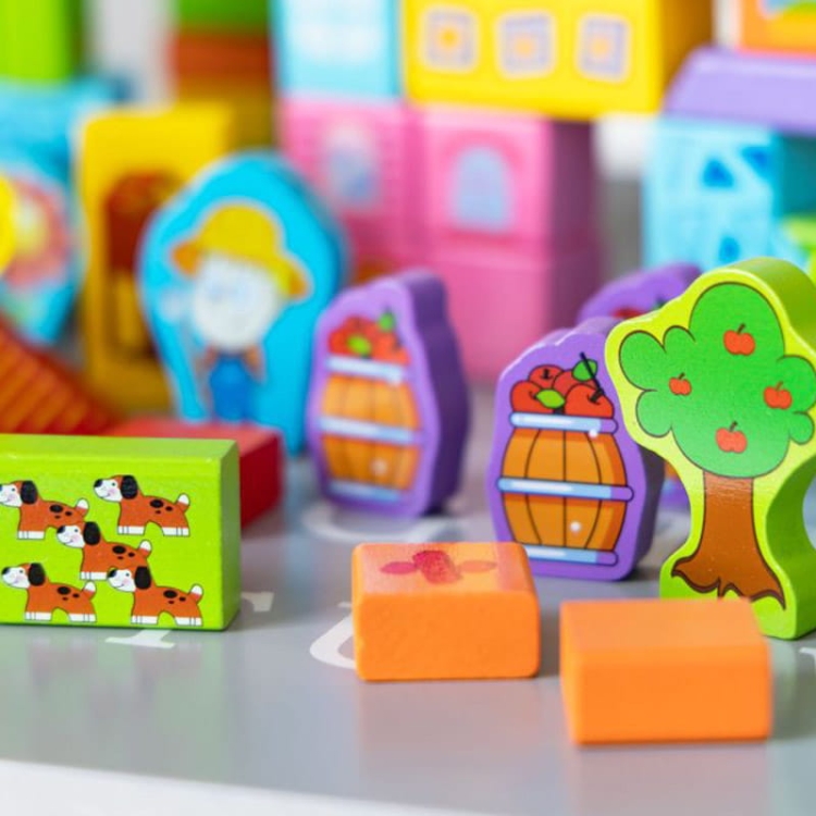 Klocki drewniane - Zagroda 100 elementów