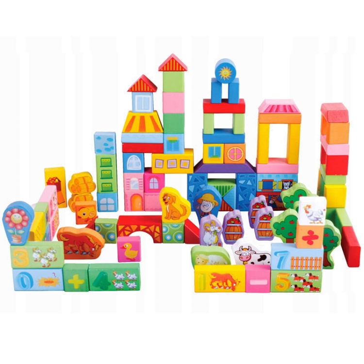 Klocki drewniane - Zagroda 100 elementów