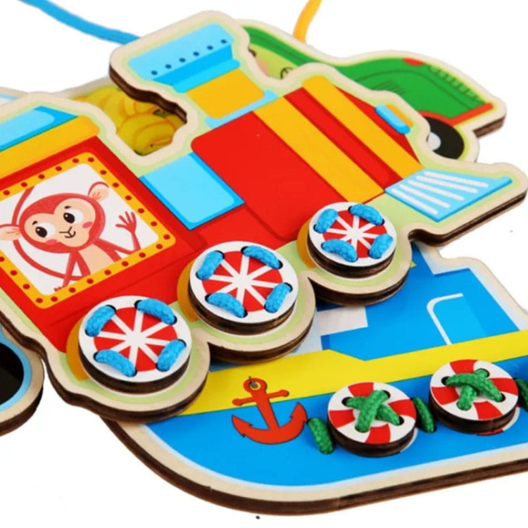 Puzzle drewniane Montessori - Rope toy