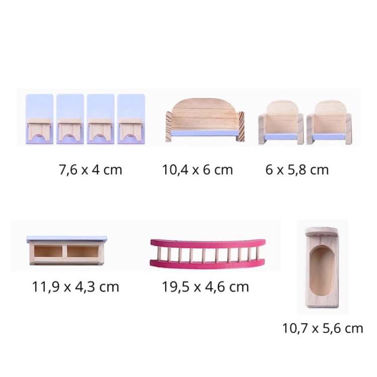 Mebelki drewniane dla lalek - 22 elementy