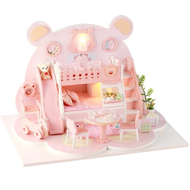 Miniaturowy domek - Różowy miś*