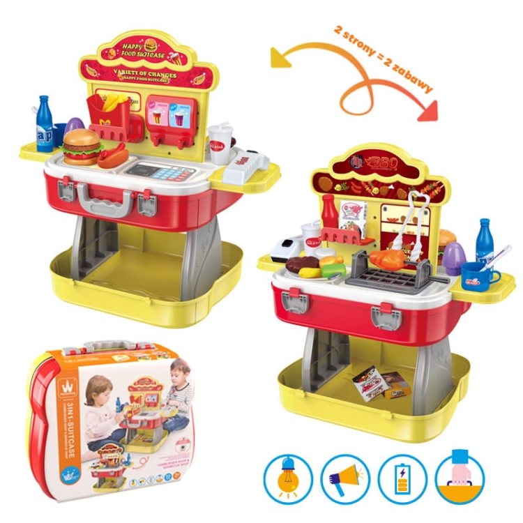 3 w 1 Burgerownia + Grill w przenośnej walizce