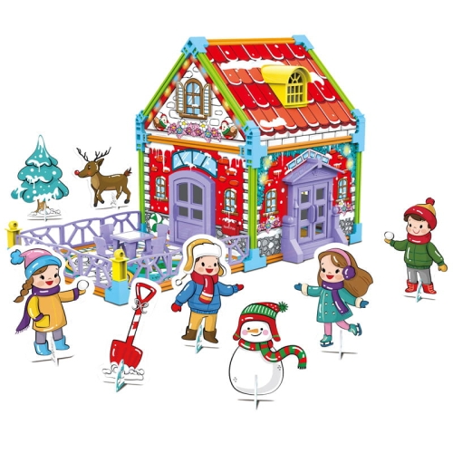 Domek z kartonu do kolorowania Zimowa chatka