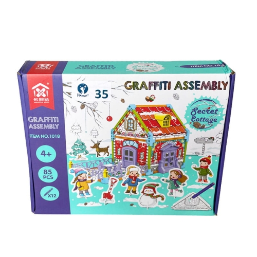 Dwustronny domek do składania i kolorowania - Zimowa chatka - Outlet 35