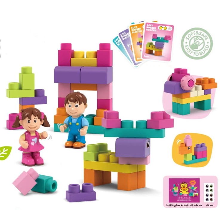 SOFT blocks + laleczki - miękkie klocki konstrukcyjne 62 elementy