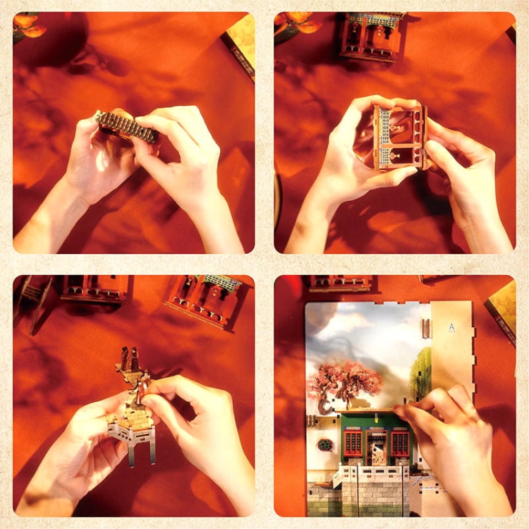 Miniaturowy domek Book Nook - Pawilon Różowego Lotosu