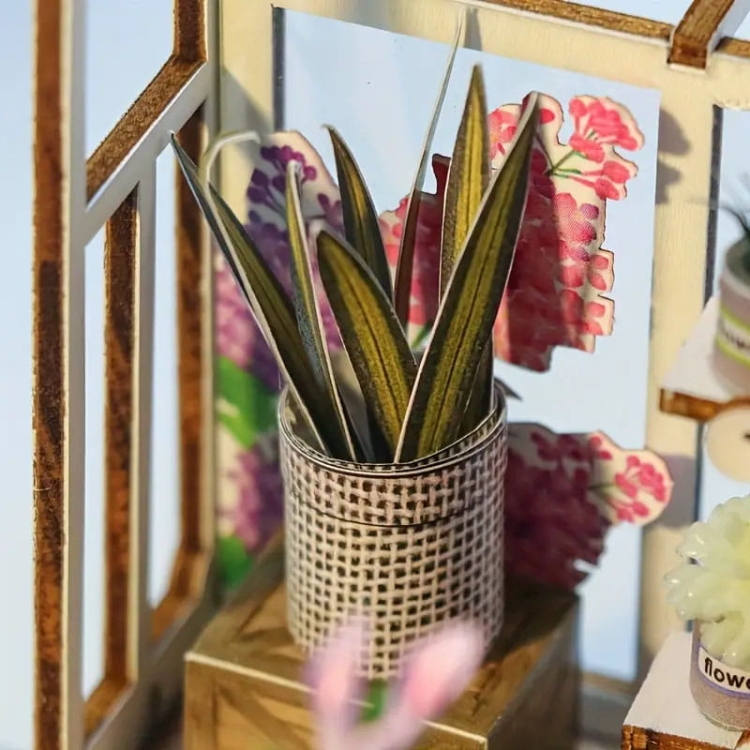 Miniaturowy domek DIY Book Nook - Biała oranżeria