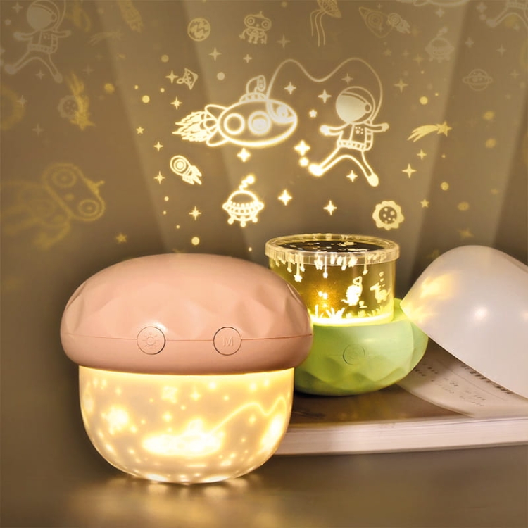 Lampka nocna dla dzieci projektor grzybek różowa