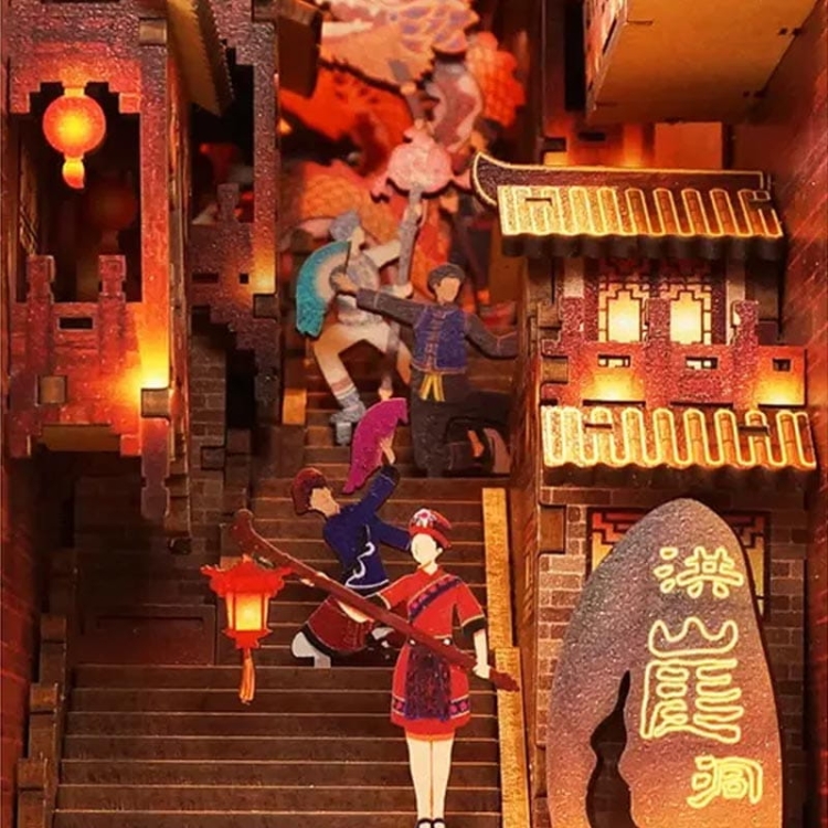 Miniaturowy domek Book Nook - Miasto Błękitnej Rzeki Jangcy