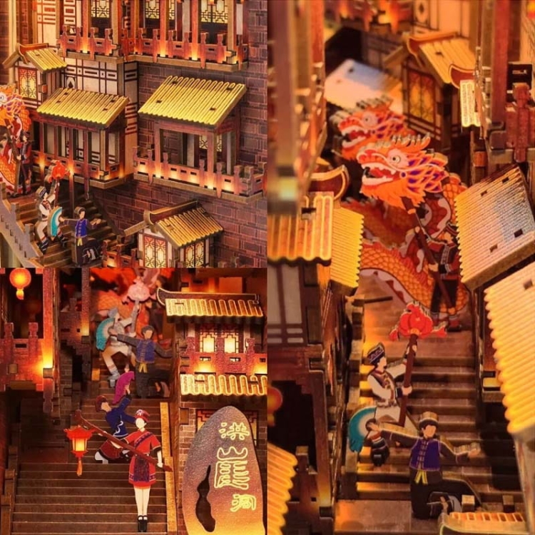 Miniaturowy domek Book Nook - Miasto Błękitnej Rzeki Jangcy