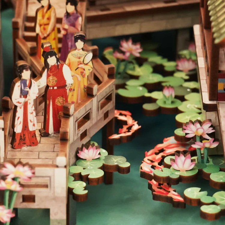 Miniaturowy domek Book Nook - Pawilon Różowego Lotosu