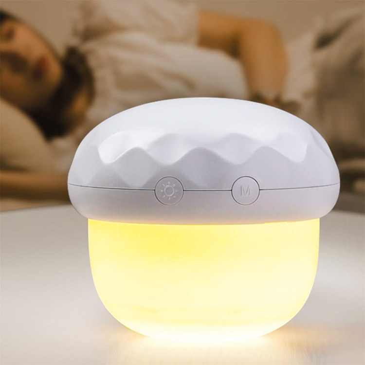 Lampka nocna dla dzieci projektor grzybek biały