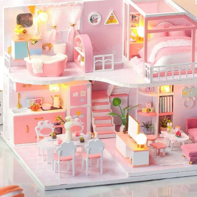 Miniaturowy domek - Różowa chmurka*