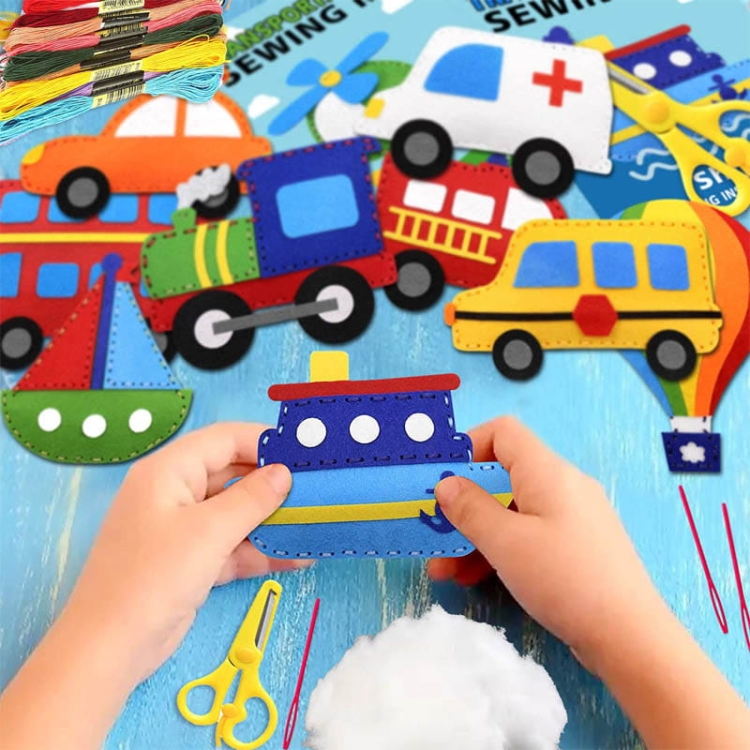 Pojazdy - filcowy zestaw do szycia DIY - 12 elementów