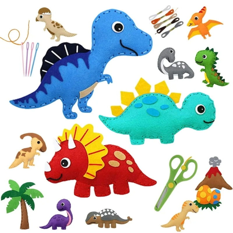 Dinozaury - filcowy zestaw do szycia DIY - 14 elementów