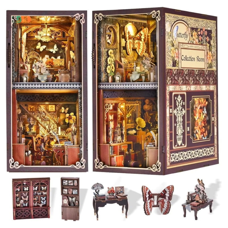 Miniaturowy domek Book Nook - Muzeum motyli