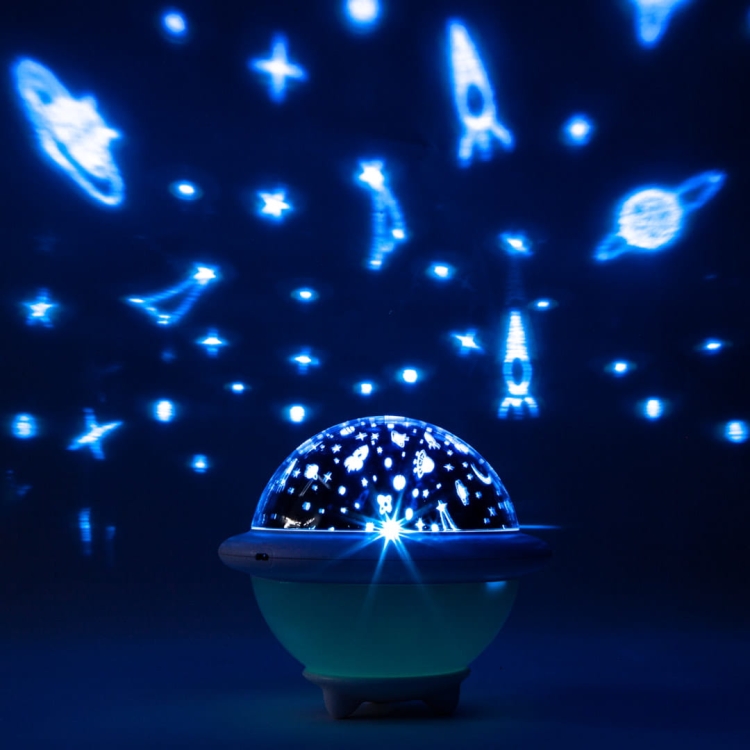 Lampka nocna projektor gwiazd UFO biała