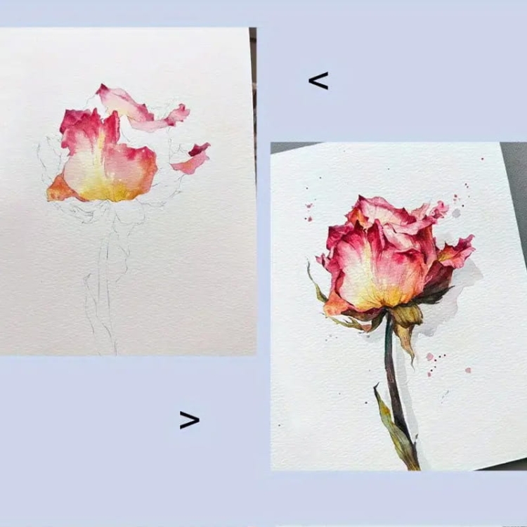 Malowanie akwarelą - Letnie kwiaty - 4 elementy