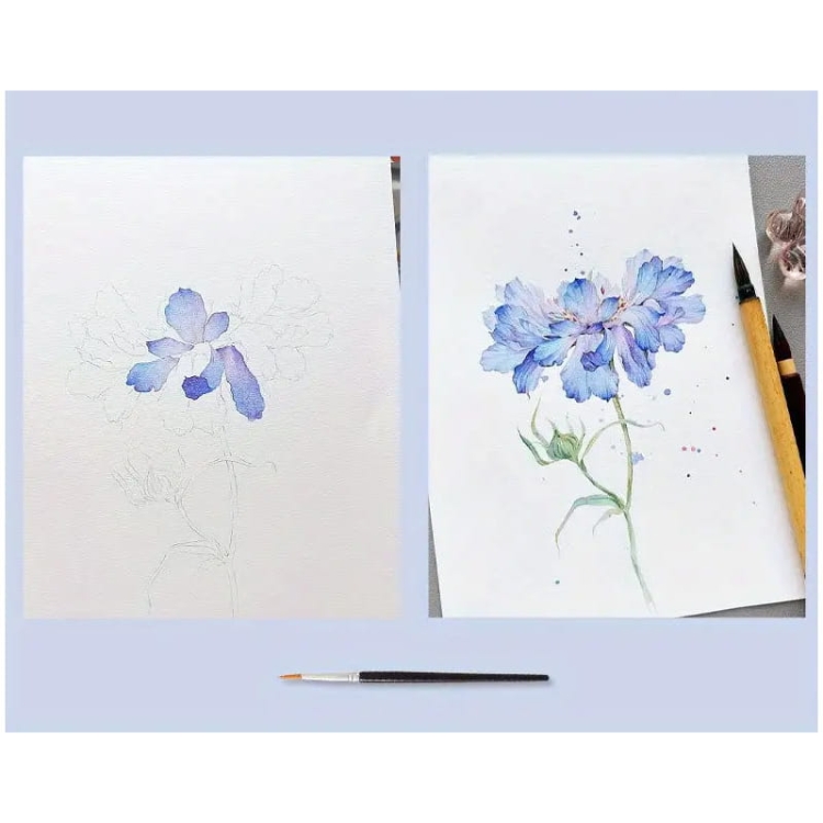 Malowanie akwarelą - Letnie kwiaty - 4 elementy