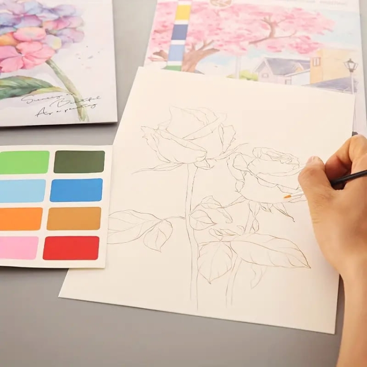 Malowanie akwarelą - Letnie kwiaty - 4 elementy