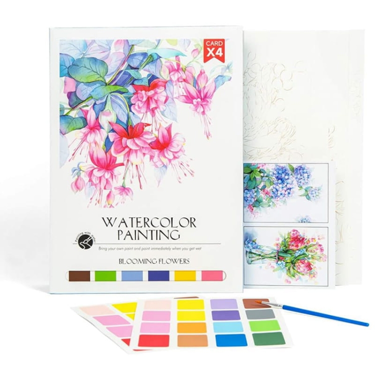 Malowanie akwarelą - Kwitnące kwiaty - 4 elementy