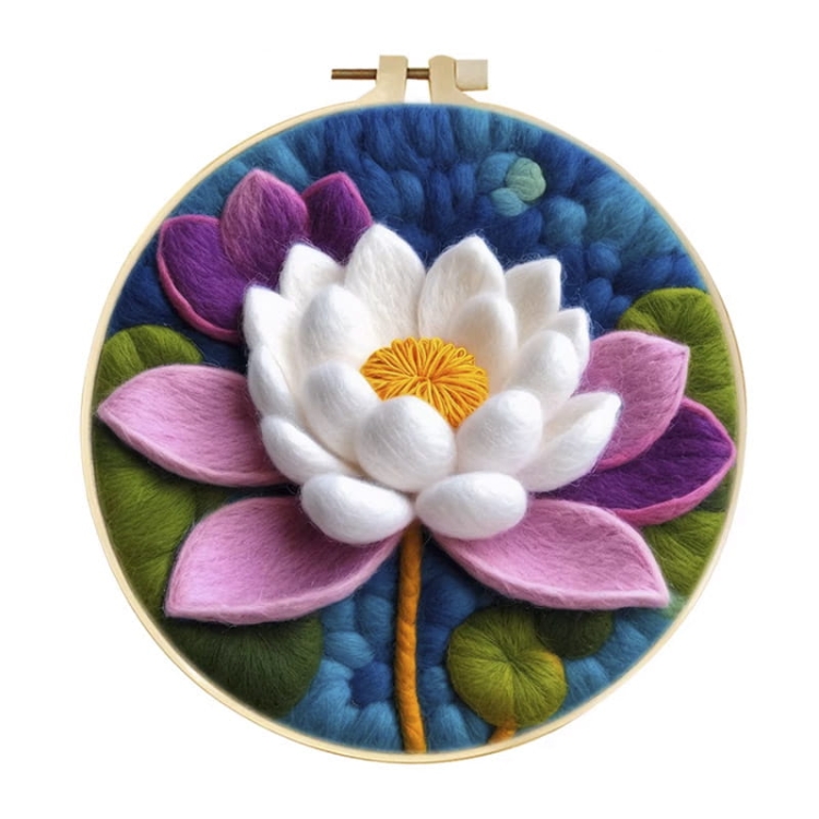 Lilia wodna - haftowanie (filcowanie) wełną czesankową