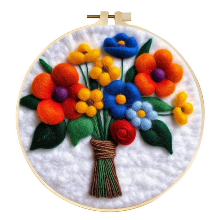 Urodzinowy bukiet - haftowanie (filcowanie) wełną czesankową