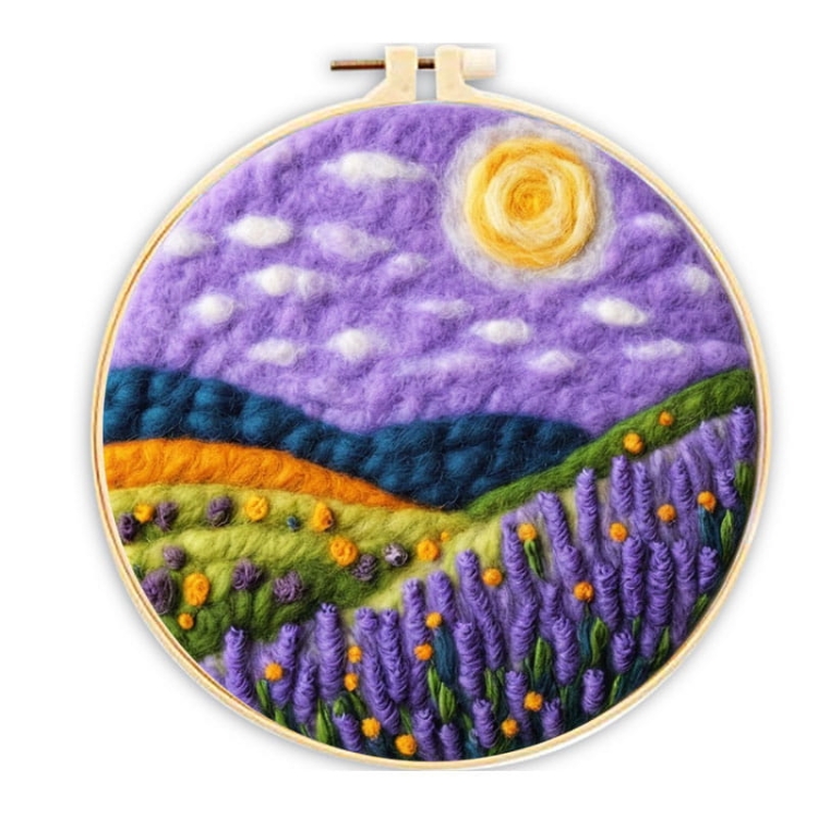 Lawenda - haftowanie (filcowanie) wełną czesankową