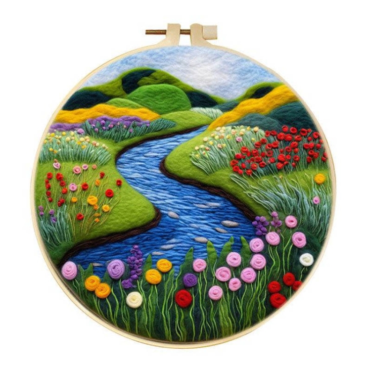 Dolina kwiatów - haftowanie (filcowanie) wełną czesankową