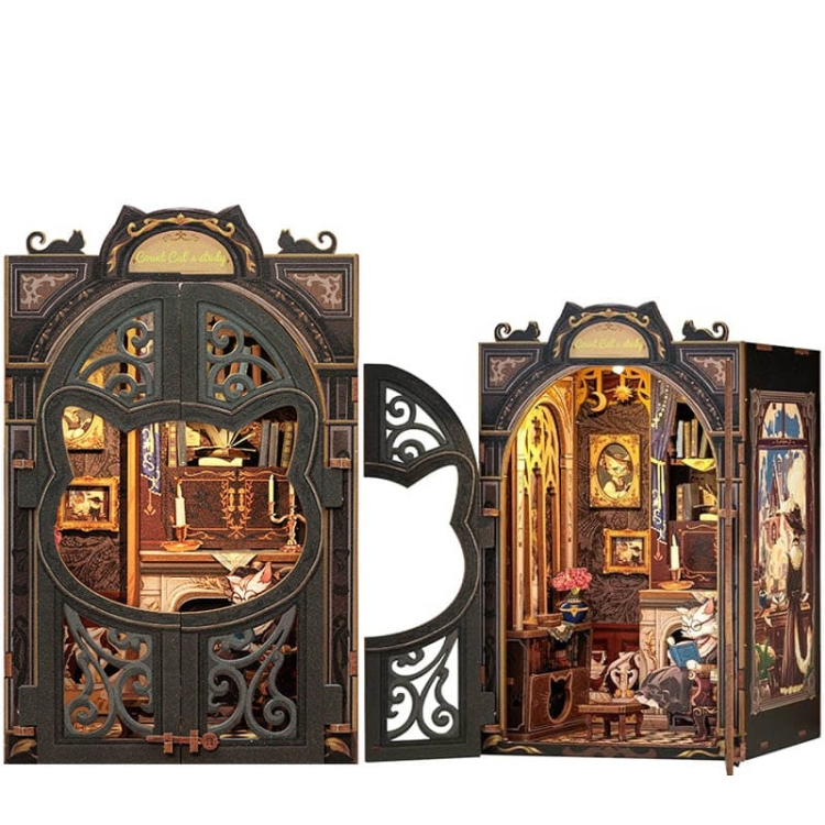 Miniaturowy domek mini Book Nook - Salonik Hrabiego Kota