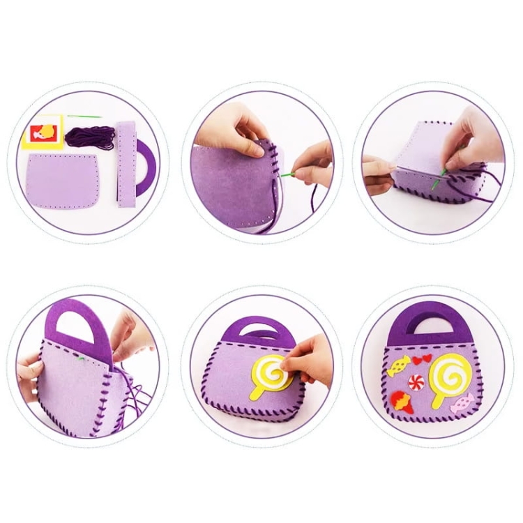 Kolorowe torebki - filcowy zestaw do szycia DIY - 6 elementów