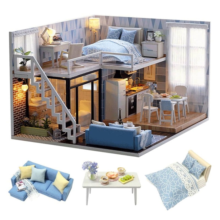 Miniaturowy domek - Niebieski loft