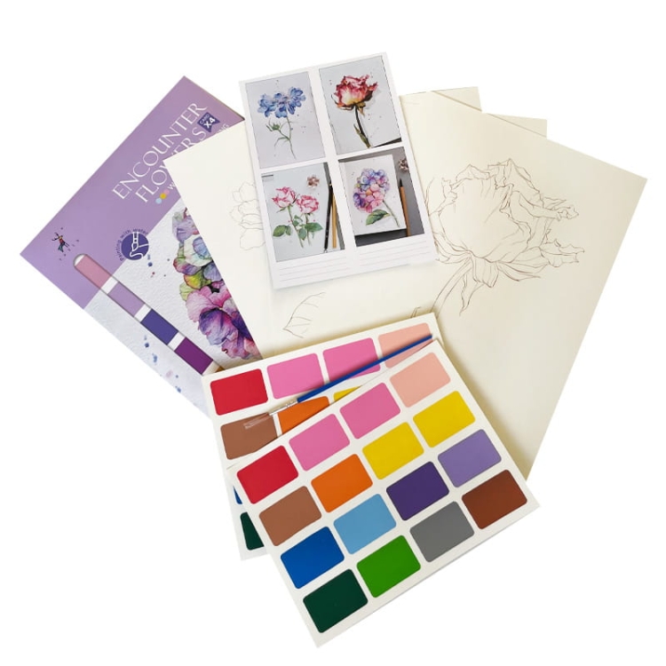 Malowanie akwarelą - Letnie kwiaty - 4 elementy