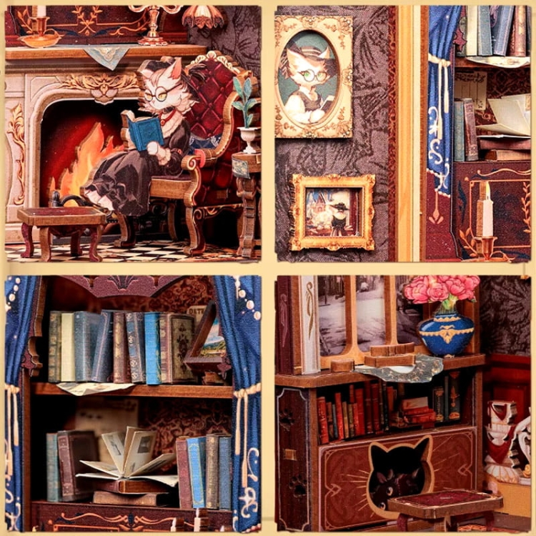 Miniaturowy domek mini Book Nook - Salonik Hrabiego Kota
