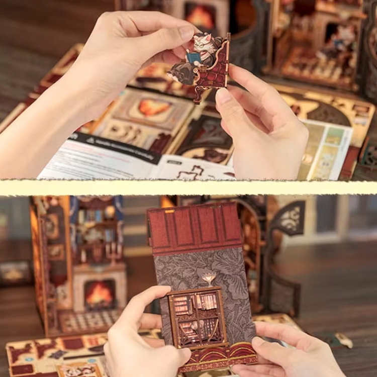 Miniaturowy domek mini Book Nook - Salonik Hrabiego Kota