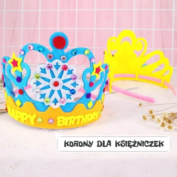 Świat księżniczek - korony filcowy zestaw DIY - 7 elementów