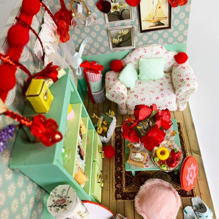 Dekorationsset zum Valentinstag für Miniaturhaus - klein