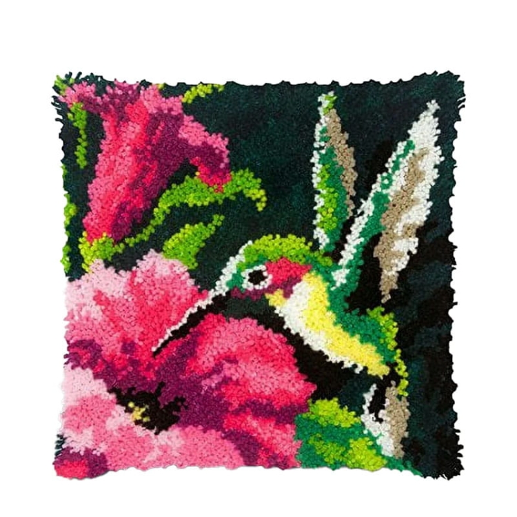 Szydełkowanie na kanwie - Poduszka Datura i koliber