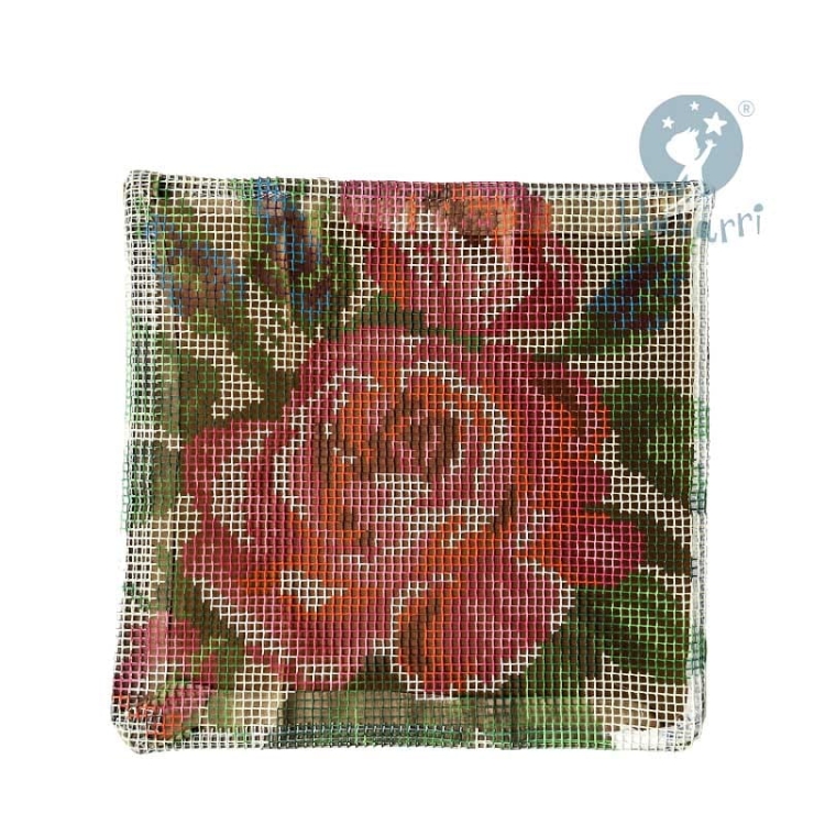 Szydełkowanie na kanwie - Poduszka Róże