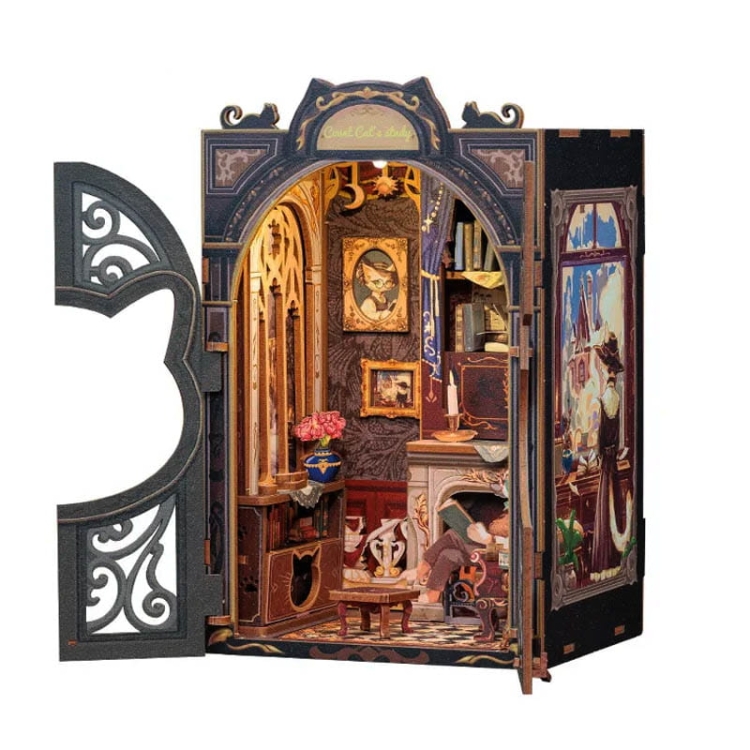 Miniaturowy domek mini Book Nook - Salonik Hrabiego Kota