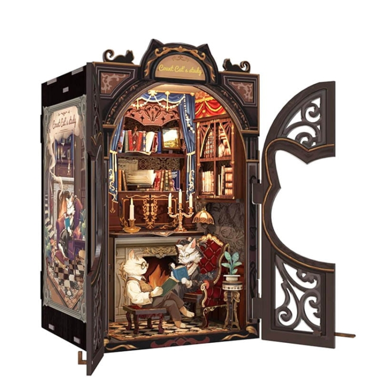 Miniaturowy domek mini Book Nook - Salonik Hrabiego Kota