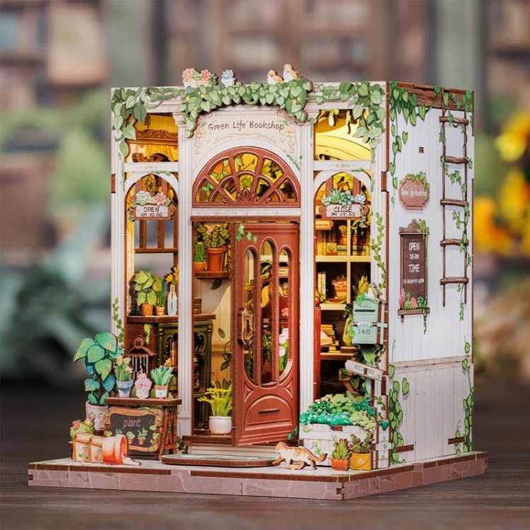 Miniaturowy domek Book Nook - Antykwariat pod zielonym bluszczem