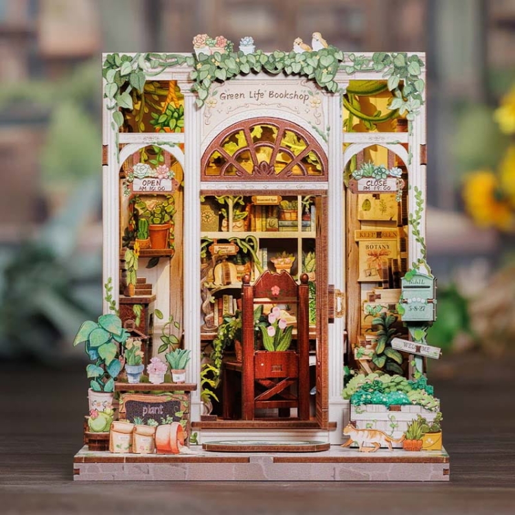 Miniaturowy domek Book Nook - Antykwariat pod zielonym bluszczem