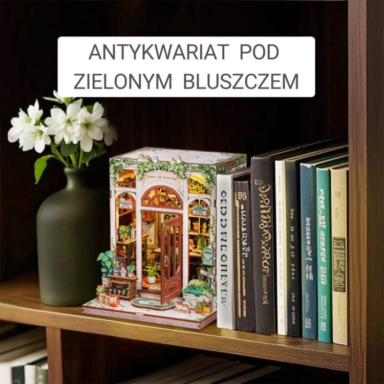 Miniaturowy domek Book Nook - Antykwariat pod zielonym bluszczem